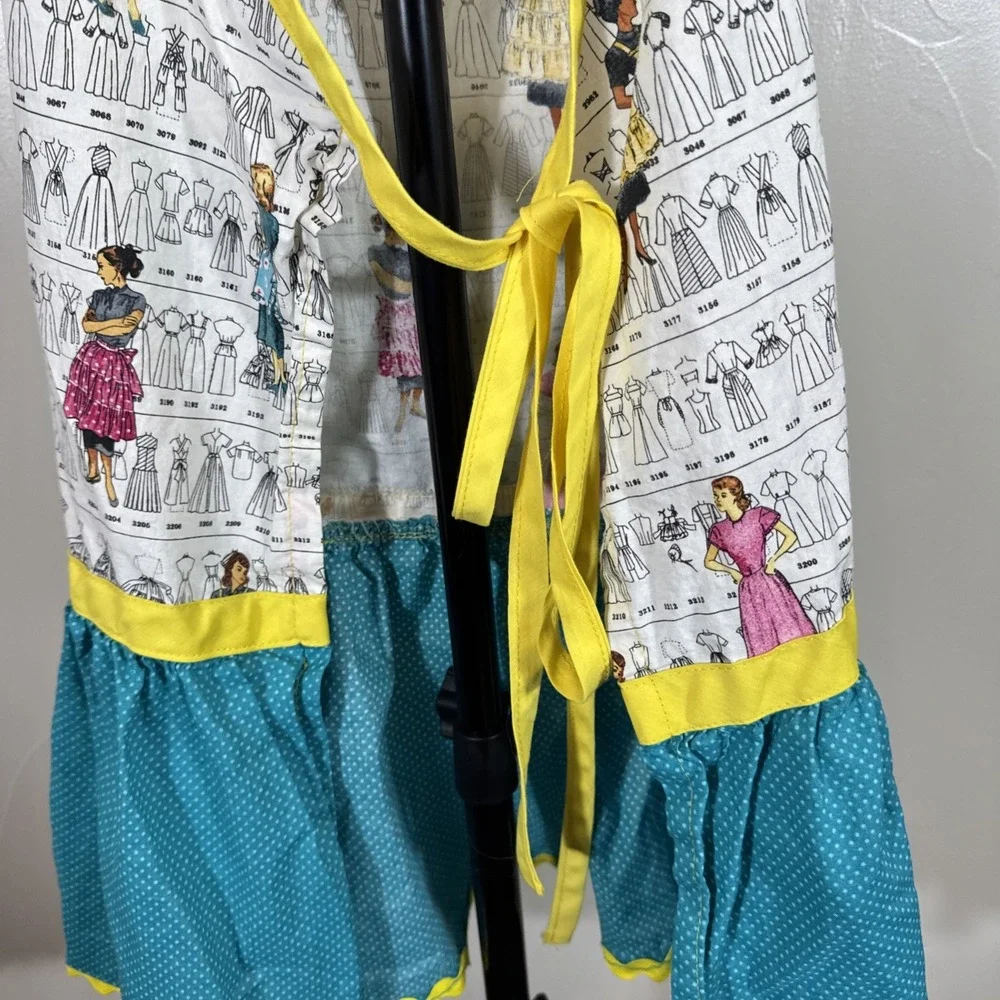Vtg Full Denim Bib Full Apron Tie Back Sewing Patterns Handmade Pocket